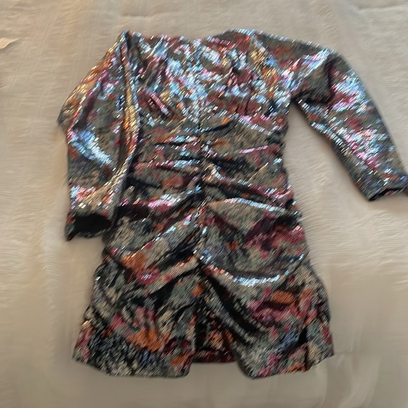 Ramy Brook Auerbach Dolman Long Sleeve V-Neck Multicolor Sequin Mini Dress - Picture 7 of 10